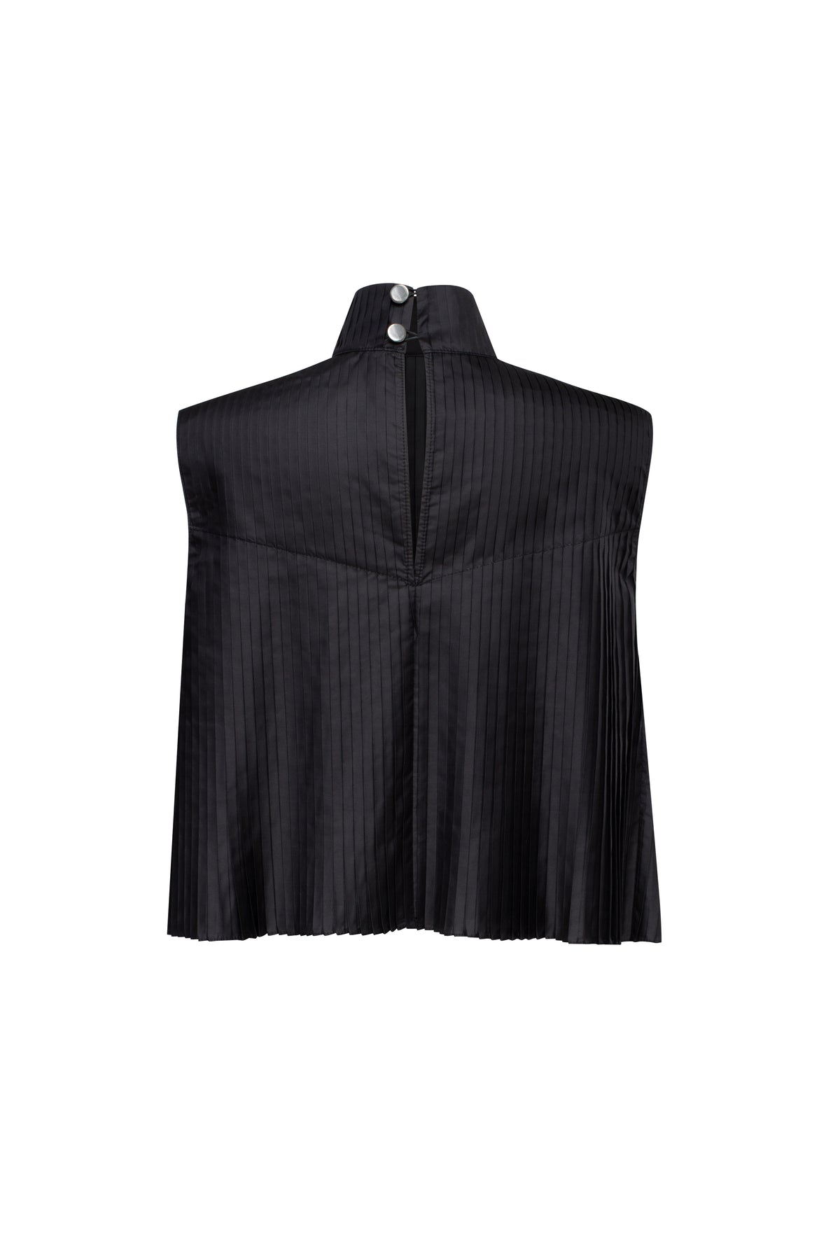 FERNANDA black fully pleated sleeveless asymmetric top by TAMAR KEBURIA, photograph 1 of 3