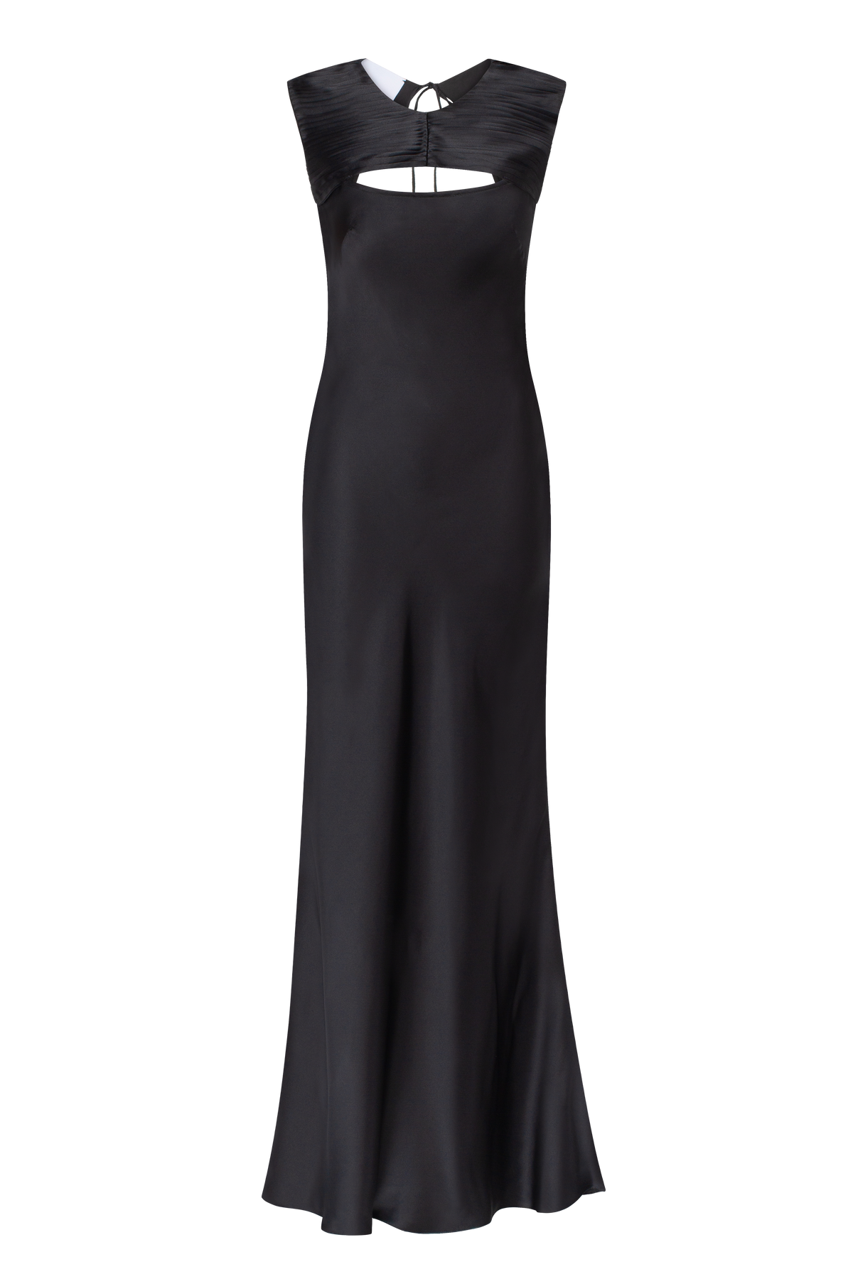CLARA DRESS bias-cut H-line maxi with hand-pleated collar by TAMAR KEBURIA, photograph 1 of 4