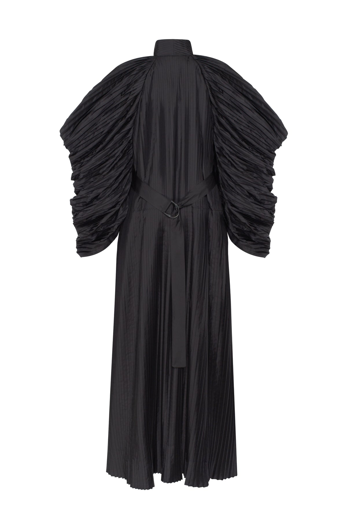 ADA black fully pleated maxi trench coat by TAMAR KEBURIA, photograph 1 of 5