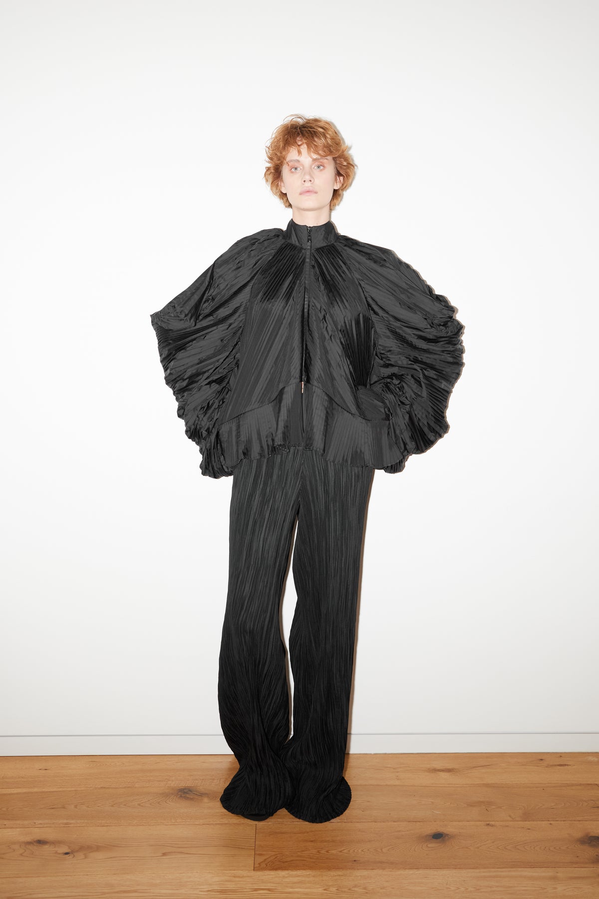 KEIKO JACKET relaxed-fit pleated short jacket with asymmetric sleeves by TAMAR KEBURIA, photograph 1 of 6