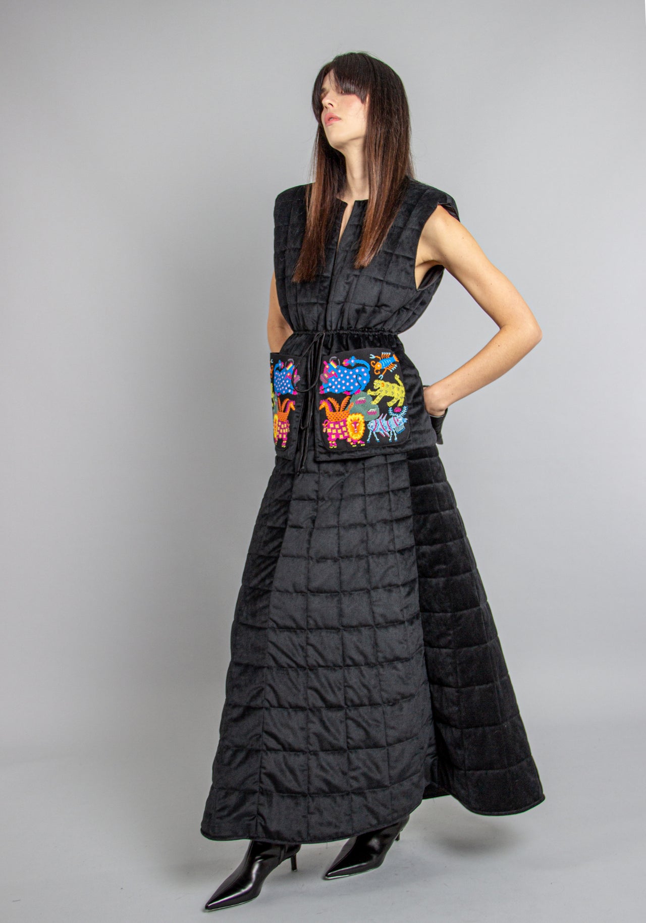 Quilted A-line maxi skirt
